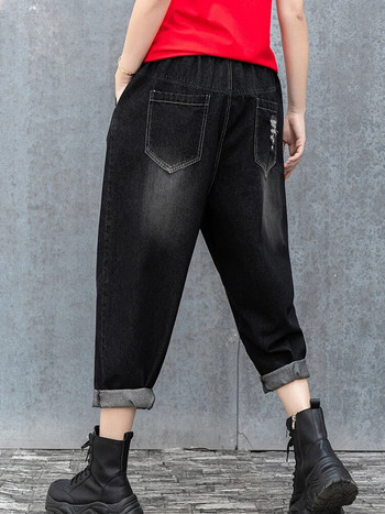 Max LuLu 2024 Модни дънкови панталони с бродерия Дамски широки еластични елегантни дънки Harajuku Класически харем панталони