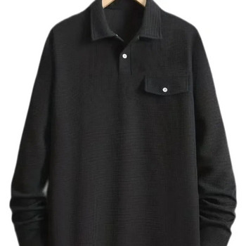 Ανοιξιάτικο φθινόπωρο ανδρικό πουλόβερ με γυριστό γιακά με μασίφ μπλουζάκι με μακρυμάνικο μπλουζάκι Polo Fashion Casual επίσημο μπλουζάκι