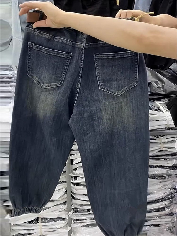 Blugi harem de toamnă cu fermoar la modă coreeană, pantaloni largi, drepti, cu talie înaltă, pantaloni de jeans pentru femei 4XL