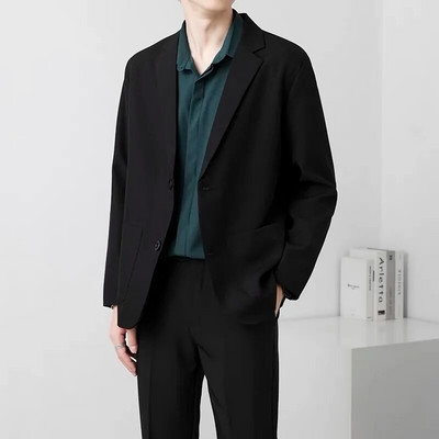 Barna fekete blézer férfi karcsú szabású divatos társasági férfi ruha dzseki koreai üzleti alkalmi öltöny dzseki férfi irodai blézer