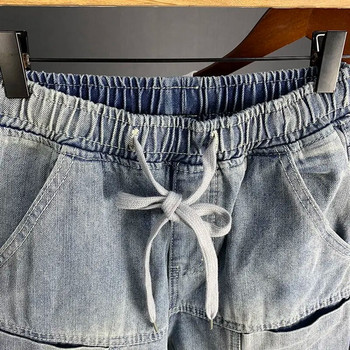 Панталони Cargo Светлосини дънки за мъже Скъсени мъжки каубойски панталони Harem Designer Cotton Washed Plus Size Aesthetic Безплатна доставка