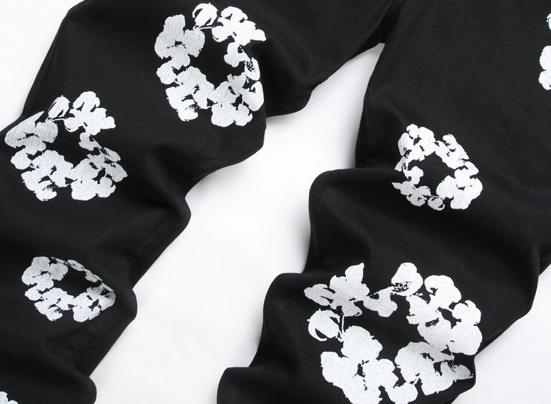 velika veličina 40 42 Europski modni stil Muške jenas traper hlače Uske hlače s rupama s otisnutim prugama Uske crne traperice za muža 1322