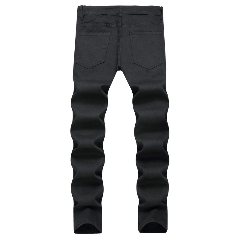 velika veličina 40 42 Europski modni stil Muške jenas traper hlače Uske hlače s rupama s otisnutim prugama Uske crne traperice za muža 1322