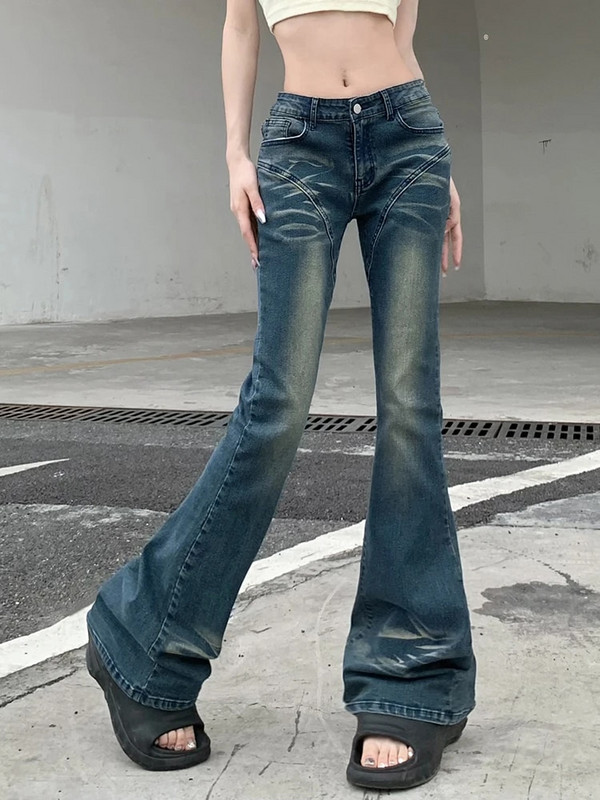 Weekeep y2k Ženske traperice niskog struka Basic Streetwear Prošivene vintage traper hlače Korejska moda Harajuku hlače Estetika 90-ih