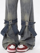 Blugi cu micro evazați pentru femei, pantaloni casual din denim vintage americani, pantaloni clasici drepți cu talie înaltă pentru femei