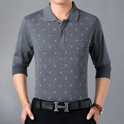 Primăvară și vară, pentru bărbați, cu mâneci lungi, de jos, ocazional, ocazional, ocazional, ocazional, lejer, la modă, imprimeu casual, buzunar la guler POLO