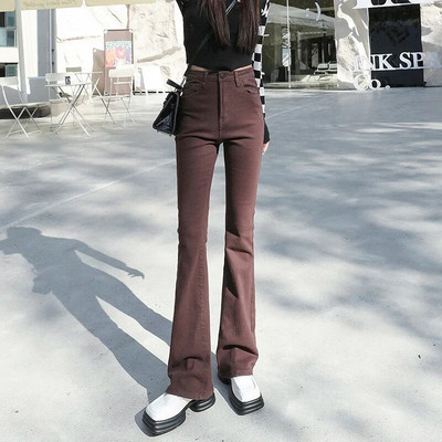 Ženske široke traperice u 8 boja, hlače, hlače na kopčanje, rastezljive jeggings s patentnim zatvaračem, elastične traper hlače uskog kroja, ležerne modne hlače