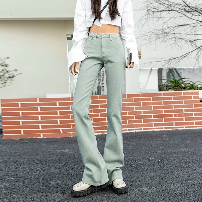 Ženske široke traperice u 8 boja, hlače, hlače na kopčanje, rastezljive jeggings s patentnim zatvaračem, elastične traper hlače uskog kroja, ležerne modne hlače