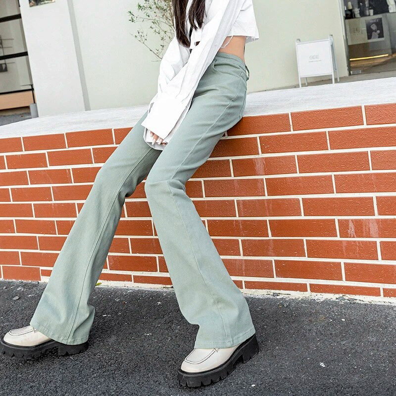 Ženske široke traperice u 8 boja, hlače, hlače na kopčanje, rastezljive jeggings s patentnim zatvaračem, elastične traper hlače uskog kroja, ležerne modne hlače