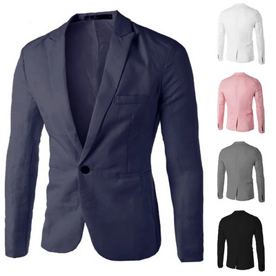 Men Formal Suit Jackets Business Uniform Work Blazer Tops Solid Regular Slim Fit White Wedding Suit For Men Blazer Jacket