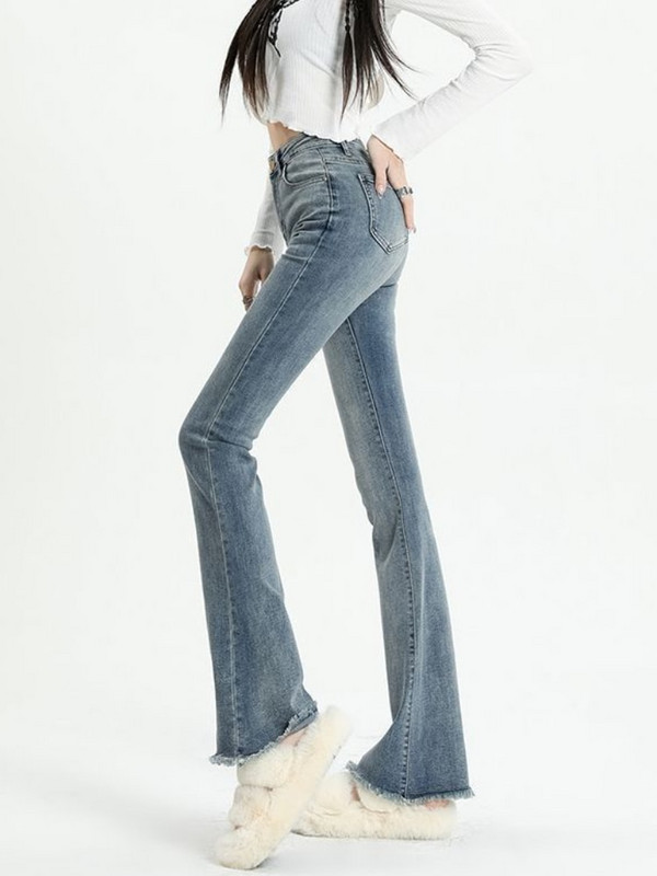 Flare Jeans Ženske Skinny Vintage Visokog Struka Ulzzang Ljeto Hotsweet Dame Ležerne Chic Modne Ulične Hlače Temperament
