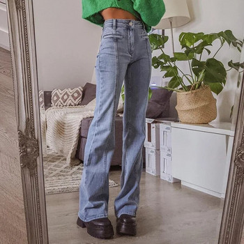 Дамски пачуърк дънки със звездно дупе Дамски ежедневни кльощави панталони Модни дънки с камбанка със средна талия
