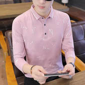 Îmbrăcăminte pentru bărbați Tricou polo strâns pentru bărbat Top slim Fit Bumbac obișnuit Negru cu nasturi cu transport gratuit Harajuku Fashion Social