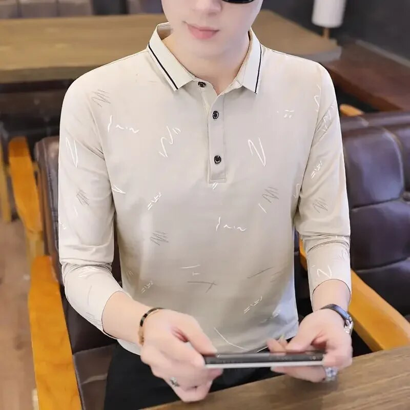 Ανδρικά ρούχα στενά μπλουζάκια T Polo για Άνδρες Slim Fit Top κανονικό βαμβακερό μαύρο κουμπιά με δωρεάν αποστολή Harajuku Fashion Social