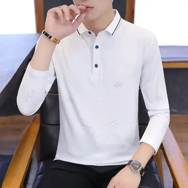 Ανδρικά ρούχα στενά μπλουζάκια T Polo για Άνδρες Slim Fit Top κανονικό βαμβακερό μαύρο κουμπιά με δωρεάν αποστολή Harajuku Fashion Social