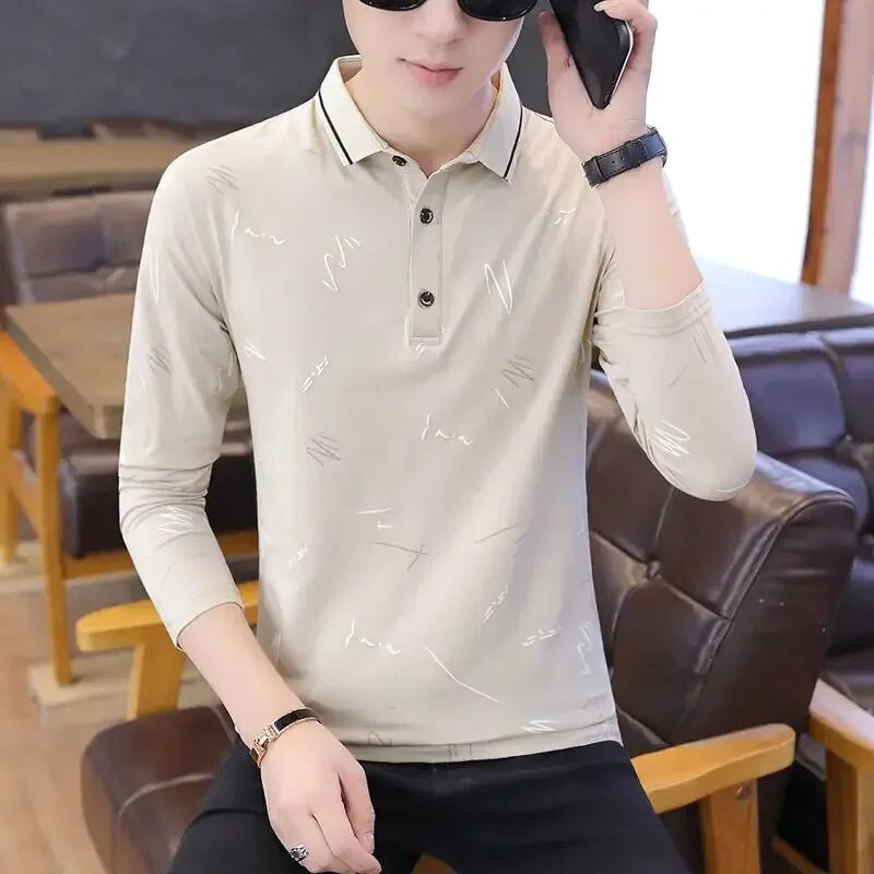 Ανδρικά ρούχα στενά μπλουζάκια T Polo για Άνδρες Slim Fit Top κανονικό βαμβακερό μαύρο κουμπιά με δωρεάν αποστολή Harajuku Fashion Social