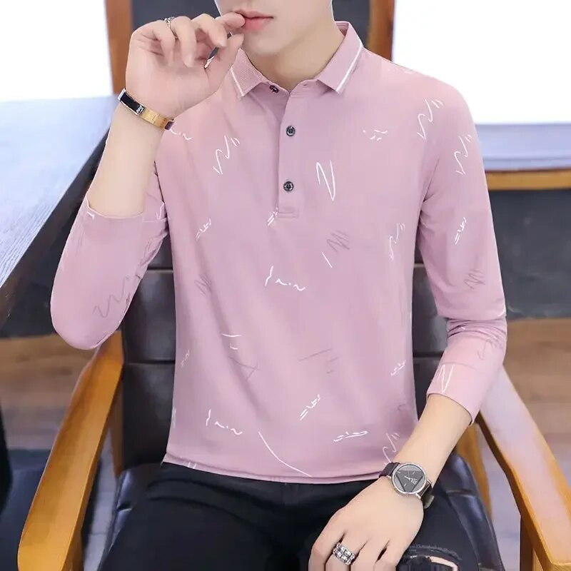 Ανδρικά ρούχα στενά μπλουζάκια T Polo για Άνδρες Slim Fit Top κανονικό βαμβακερό μαύρο κουμπιά με δωρεάν αποστολή Harajuku Fashion Social