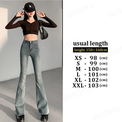 OUSSYU lepršave traperice Ženske vintage crne traper hlače Streetwear Visokog struka Uske ženske hlače Harajuku Y2K hlače