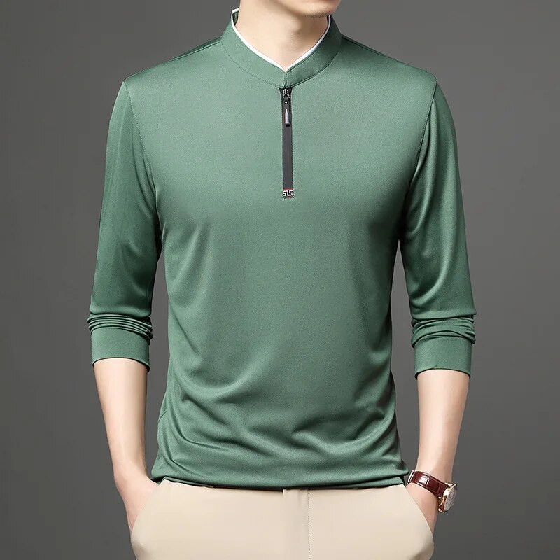 Rudens ir žiemos vyriški rūbai Megztinis Tvirtas stovimas kaklo užtrauktukas Mados Kasdienis kontrastas Laisvi ilgomis rankovėmis marškinėlių viršūnės