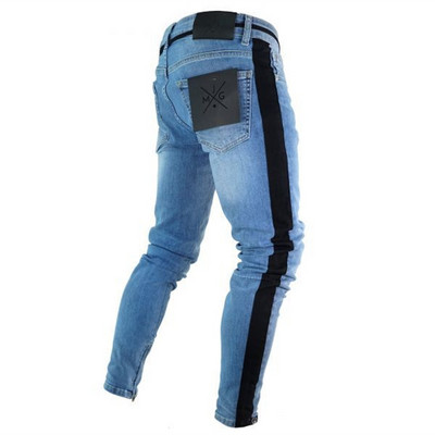 Дънки за мъже Дълги мъжки модни скъсани дънки с дупки Four Seasons Мъжки тесни тънки тесни панталони тип молив Хип-хоп ежедневни дънкови панталони