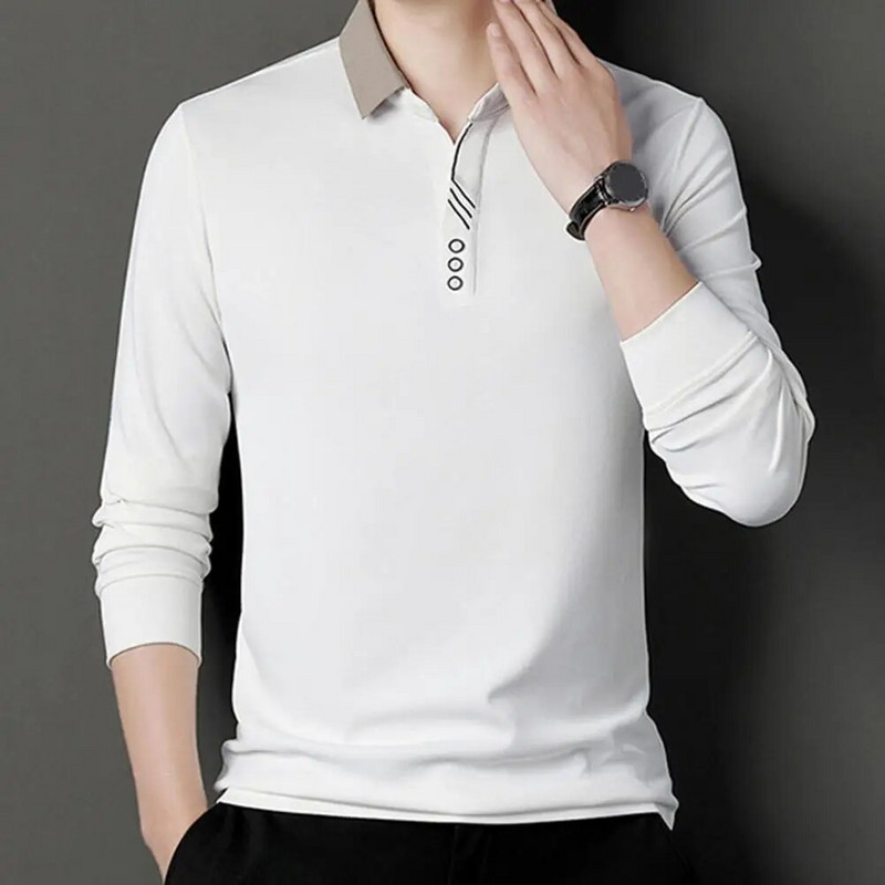 Muški pulover Top Elegantni muški pulover na rever uski kroj srednje dužine, mekani, prozračni za proljeće i jesen, ležerna odjeća, jednobojni muškarci