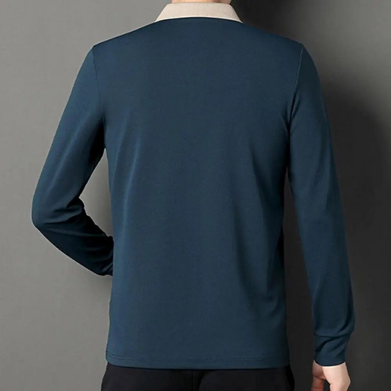 Muški pulover Top Elegantni muški pulover na rever uski kroj srednje dužine, mekani, prozračni za proljeće i jesen, ležerna odjeća, jednobojni muškarci