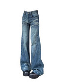 Pantaloni Harajuku cu lungime întreagă, blugi evazați cu talie înaltă, largi, pantaloni de denim de moda pentru femei, retro american Gyaru, design nou