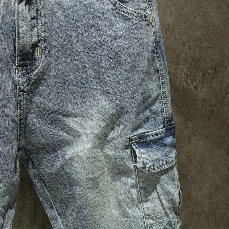 2023, primăvară și toamnă, noua modă clasică, blugi cargo albaștri, ocazional pentru bărbați, largi, confortabili, dimensiuni mari, pantaloni haren de înaltă calitate