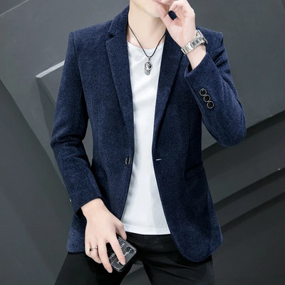 Blazer de înaltă calitate pentru tineret pentru bărbați, tendință de modă coreeană, avansată, simplă, de afaceri, ocazională, elegantă, pentru petrecere, jachetă de costum subțire.