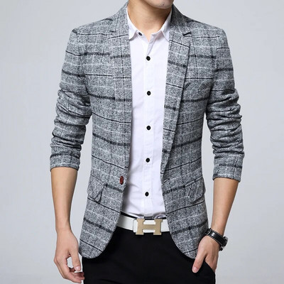 Men`s Casual Suit Jacket Korean Version Slim Suit Dropshipping Hot Sale Top Coat Business Long Sleeves Button Cotton Blazers