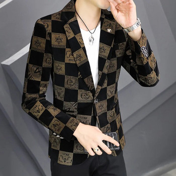 Άνοιξη New Men Casual Blazer Βρετανικού στυλ Business Slim Fit καρό κοστούμι Παλτό Μακρύ μανίκι Αντρικό επίσημο μονό αγκράφα σακάκι