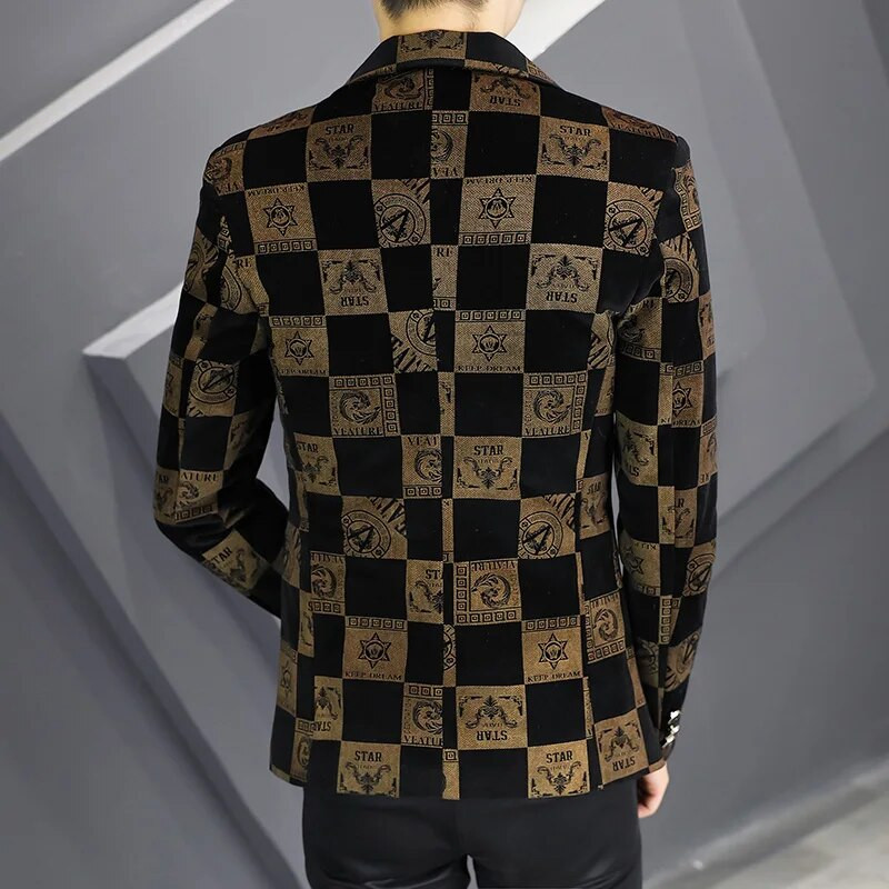 Pavasaris naujas vyrų laisvalaikio švarkas Britų stiliaus verslo plonas languotas kostiumo paltas ilgomis rankovėmis vyriškas oficialus vieno sagties kostiumo striukė