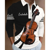 Tricou polo bărbați Cămașă de golf Note grafice Imprimare în aer liber Stradă mânecă lungă Fermoar Imprimare Îmbrăcăminte Îmbrăcăminte Moda Casual Respirație