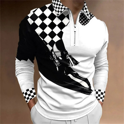 Tricou polo bărbați Cămașă de golf Note grafice Imprimare în aer liber Stradă mânecă lungă Fermoar Imprimare Îmbrăcăminte Îmbrăcăminte Moda Casual Respirație