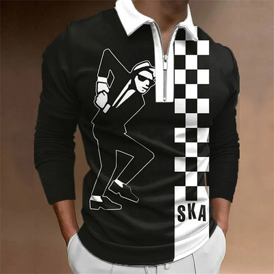 Tricou polo bărbați Cămașă de golf Note grafice Imprimare în aer liber Stradă mânecă lungă Fermoar Imprimare Îmbrăcăminte Îmbrăcăminte Moda Casual Respirație