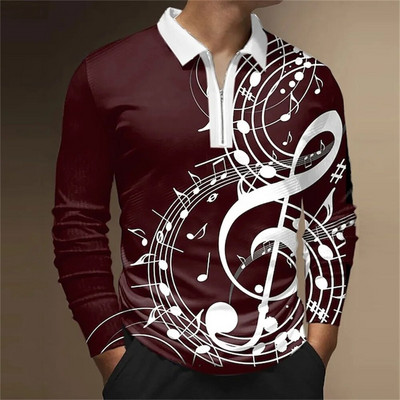 Tricou polo bărbați Cămașă de golf Note grafice Imprimare în aer liber Stradă mânecă lungă Fermoar Imprimare Îmbrăcăminte Îmbrăcăminte Moda Casual Respirație
