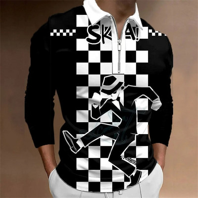 Tricou polo bărbați Cămașă de golf Note grafice Imprimare în aer liber Stradă mânecă lungă Fermoar Imprimare Îmbrăcăminte Îmbrăcăminte Moda Casual Respirație