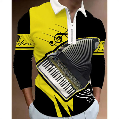 Tricou polo bărbați Cămașă de golf Note grafice Imprimare în aer liber Stradă mânecă lungă Fermoar Imprimare Îmbrăcăminte Îmbrăcăminte Moda Casual Respirație