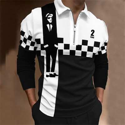 Tricou polo bărbați Cămașă de golf Note grafice Imprimare în aer liber Stradă mânecă lungă Fermoar Imprimare Îmbrăcăminte Îmbrăcăminte Moda Casual Respirație