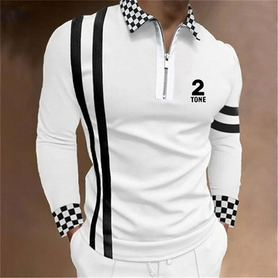 Tricou polo bărbați Cămașă de golf Note grafice Imprimare în aer liber Stradă mânecă lungă Fermoar Imprimare Îmbrăcăminte Îmbrăcăminte Moda Casual Respirație
