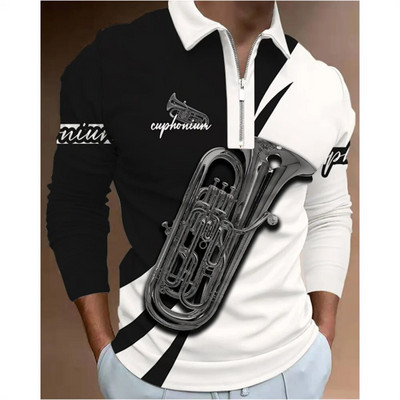 Tricou polo bărbați Cămașă de golf Note grafice Imprimare în aer liber Stradă mânecă lungă Fermoar Imprimare Îmbrăcăminte Îmbrăcăminte Moda Casual Respirație