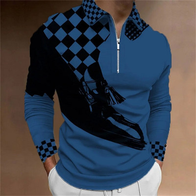Tricou polo bărbați Cămașă de golf Note grafice Imprimare în aer liber Stradă mânecă lungă Fermoar Imprimare Îmbrăcăminte Îmbrăcăminte Moda Casual Respirație