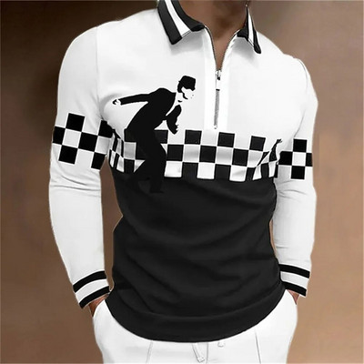 Tricou polo bărbați Cămașă de golf Note grafice Imprimare în aer liber Stradă mânecă lungă Fermoar Imprimare Îmbrăcăminte Îmbrăcăminte Moda Casual Respirație