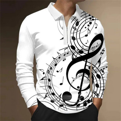 Tricou polo bărbați Cămașă de golf Note grafice Imprimare în aer liber Stradă mânecă lungă Fermoar Imprimare Îmbrăcăminte Îmbrăcăminte Moda Casual Respirație