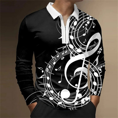 Tricou polo bărbați Cămașă de golf Note grafice Imprimare în aer liber Stradă mânecă lungă Fermoar Imprimare Îmbrăcăminte Îmbrăcăminte Moda Casual Respirație