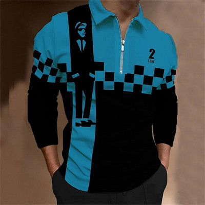 Tricou polo bărbați Cămașă de golf Note grafice Imprimare în aer liber Stradă mânecă lungă Fermoar Imprimare Îmbrăcăminte Îmbrăcăminte Moda Casual Respirație