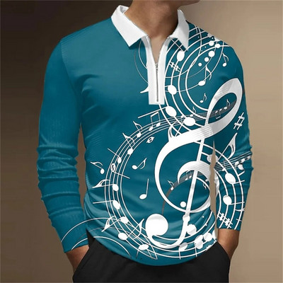 Tricou polo bărbați Cămașă de golf Note grafice Imprimare în aer liber Stradă mânecă lungă Fermoar Imprimare Îmbrăcăminte Îmbrăcăminte Moda Casual Respirație