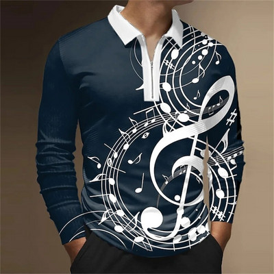 Tricou polo bărbați Cămașă de golf Note grafice Imprimare în aer liber Stradă mânecă lungă Fermoar Imprimare Îmbrăcăminte Îmbrăcăminte Moda Casual Respirație