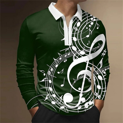 Tricou polo bărbați Cămașă de golf Note grafice Imprimare în aer liber Stradă mânecă lungă Fermoar Imprimare Îmbrăcăminte Îmbrăcăminte Moda Casual Respirație