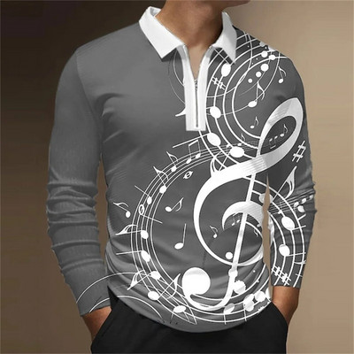 Tricou polo bărbați Cămașă de golf Note grafice Imprimare în aer liber Stradă mânecă lungă Fermoar Imprimare Îmbrăcăminte Îmbrăcăminte Moda Casual Respirație